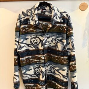 Men's wolf Patterned Shirt Jacket